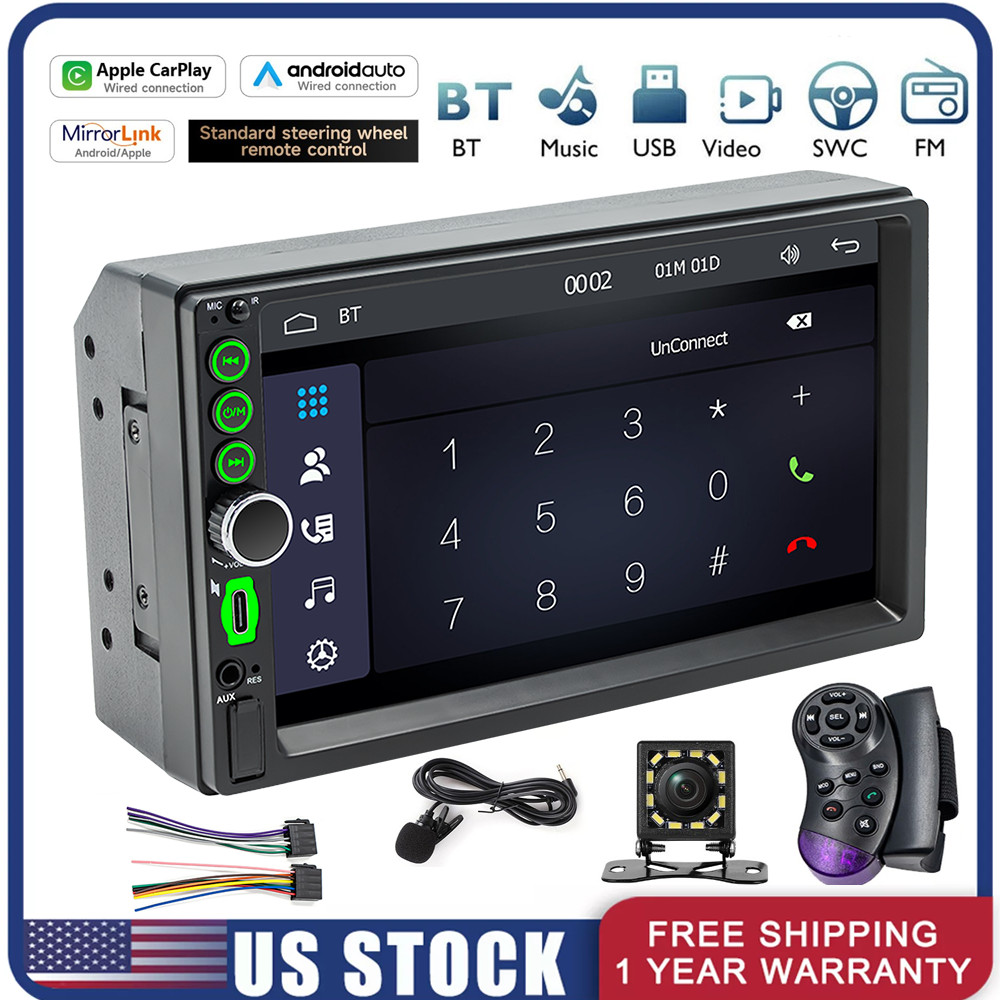 Dual 2-DIN 7″ Touchscreen Car Stereo with Bluetooth, Apple/Android CarPlay