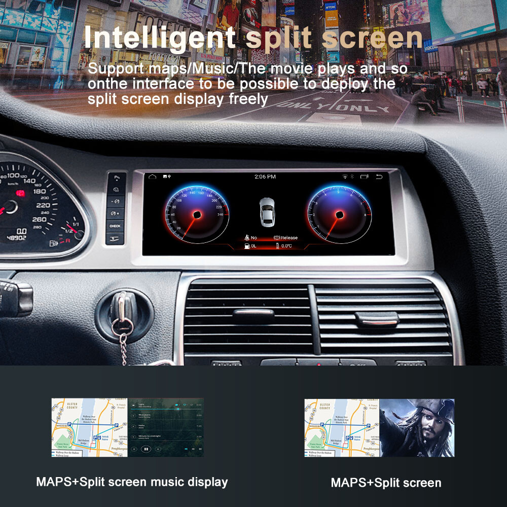 10.25inch Android Screen Display autoradio CarPlay GPS Audi Q7 2006-2015 Ugode