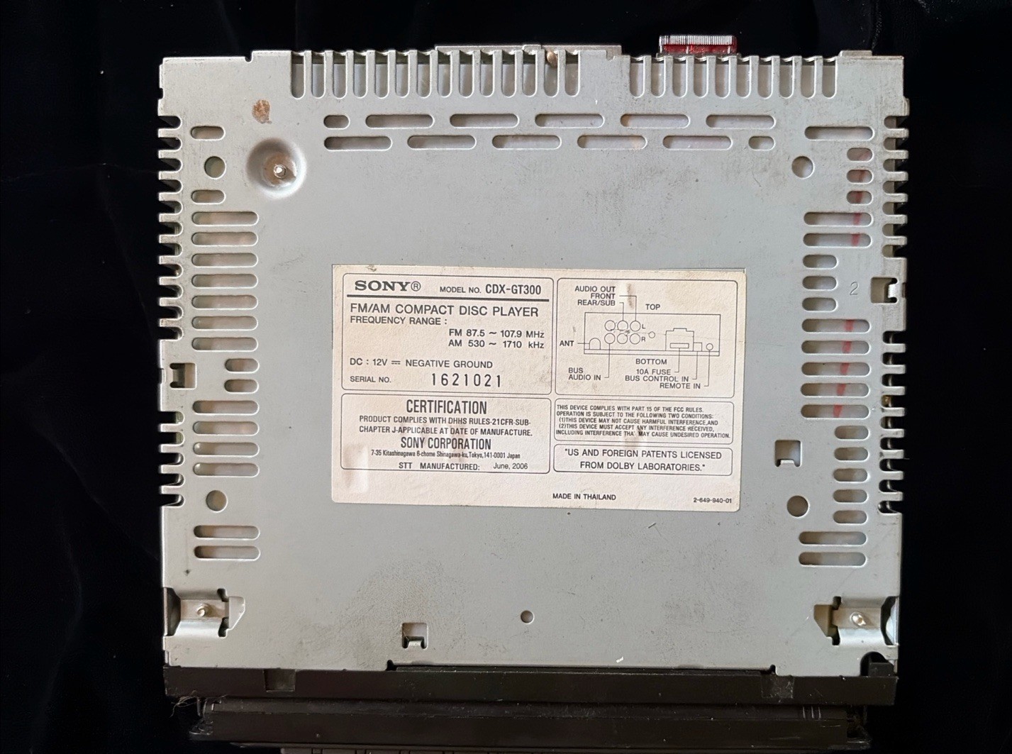 Sony CDX-GT300 CD Player In Dash Receiver