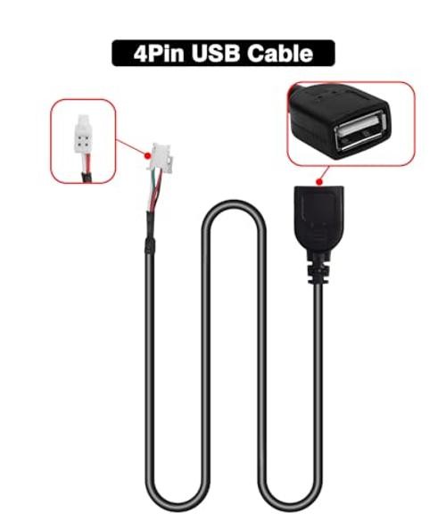 Car Stereo 4Pin & 6Pin USB Extension Harness Adapter (2 USBs Total) for