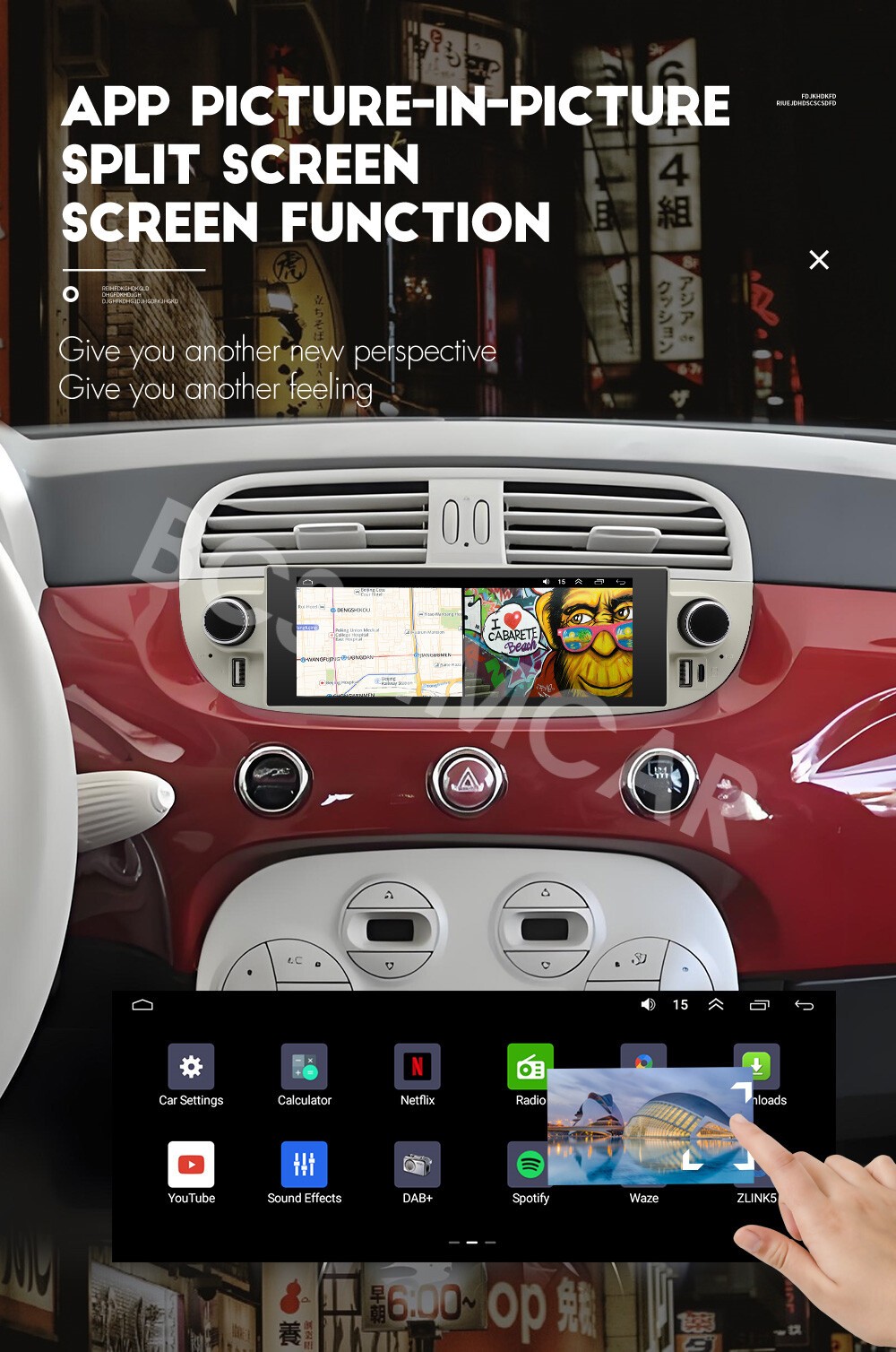 6.86in Car Radio Player WIFI Mirror Link For Carplay Fit For Fiat 500 2007-2015
