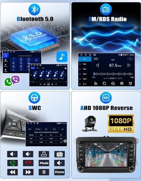 Android 15 Car Stereo VW Jetta Passat Golf Tiguan CarPlay GPS 4GB+64GB BRAND NEW