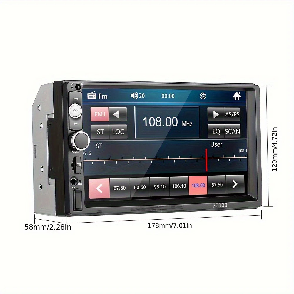 Double 2 Din 7” Car Stereo Touch Screen Car Radio Apple CarPlay Android Auto BT.