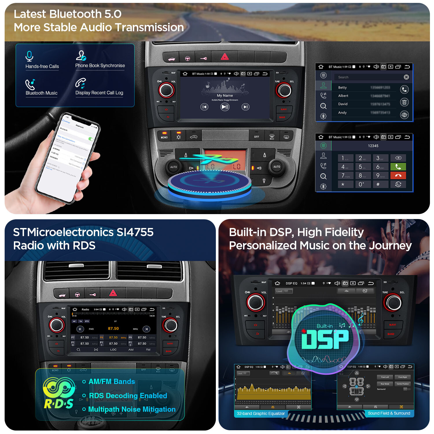 6.1″ Android 13 8-Core Car Stereo GPS CarPlay 4+64GB For Fiat Grande Punto Linea