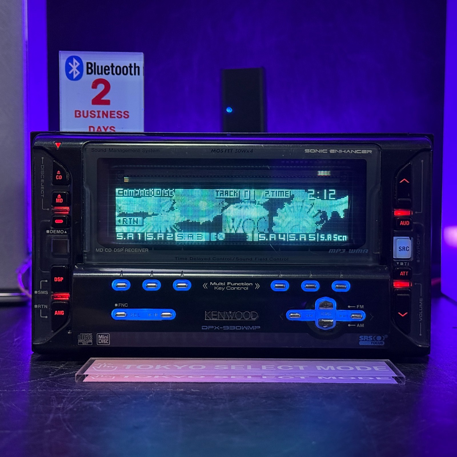 Kenwood DPX-930WMP 2DIN Car Audio CD MD Player Added Bluetooth DSP Tested Stock