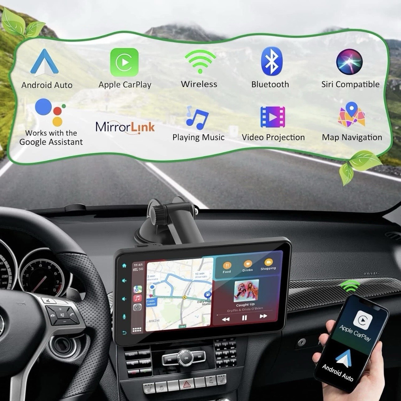 Carpuride W707 Black Touchscreen 7-Inch Wireless Carplay & Android Auto – NIB