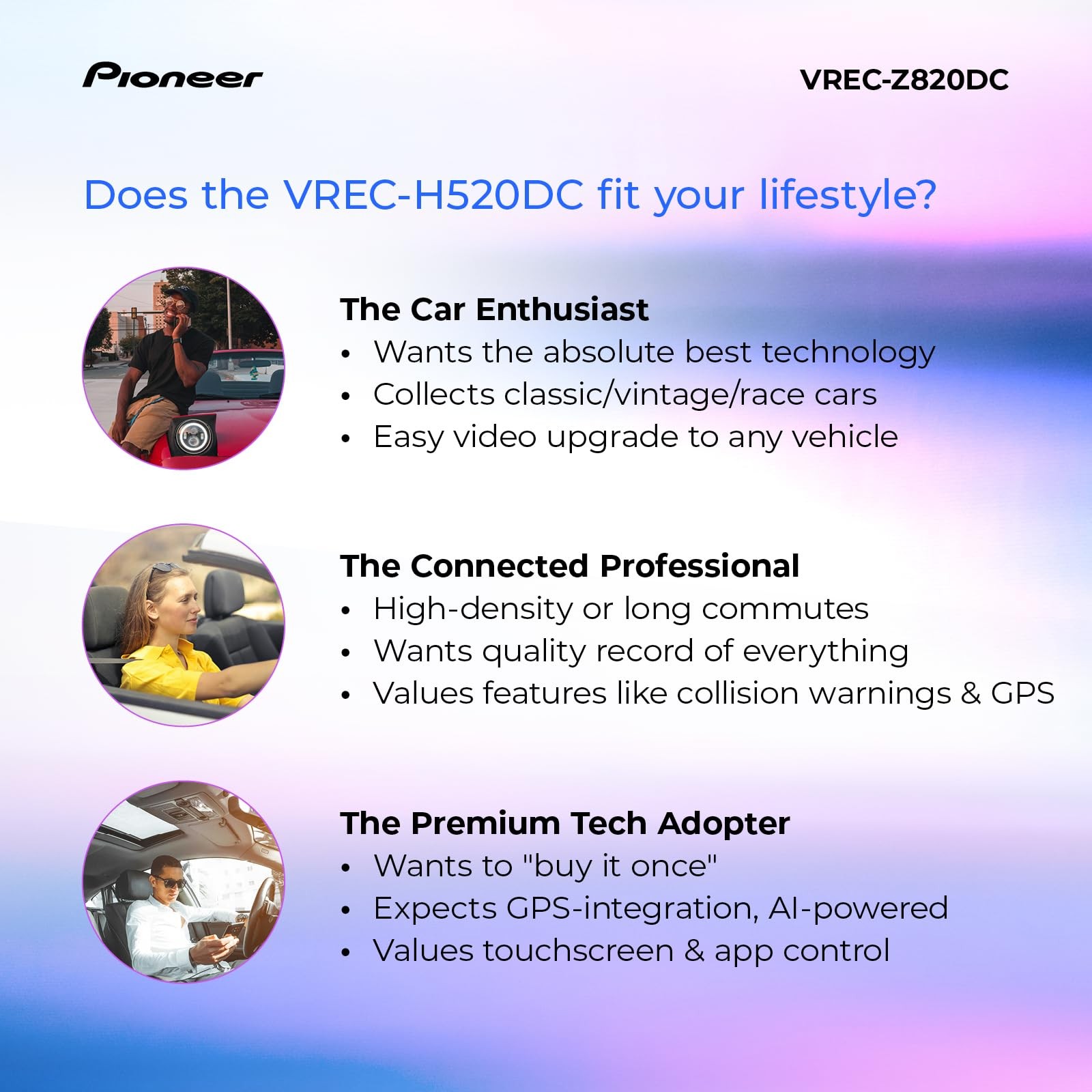Pioneer VREC-Z820DC Dual Dash Cam Front and Rear Car Camera – Premium 4K Came…