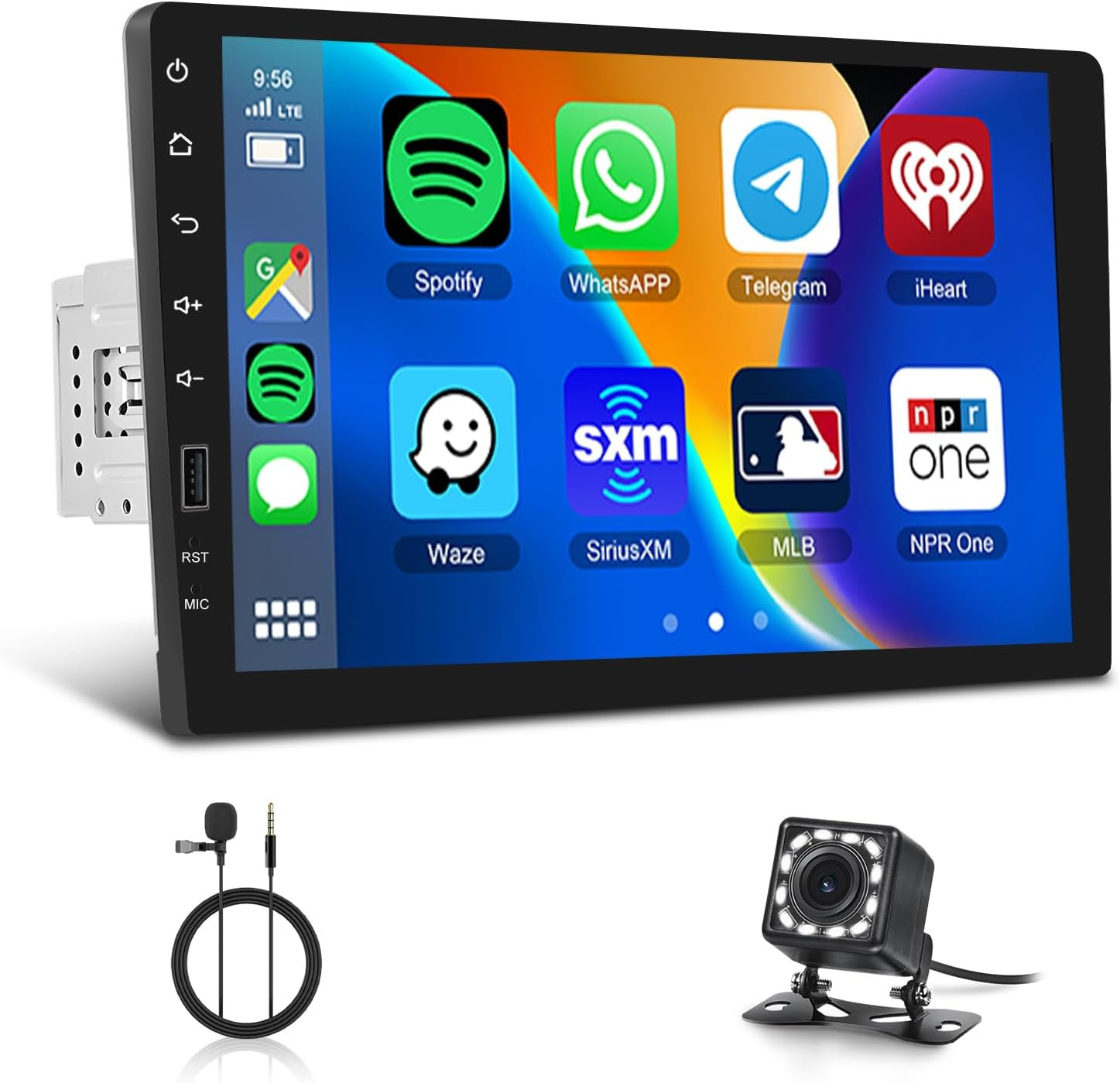 9 Inch Wireless Carplay Single Din Car Stereo Android Auto, Bluetooth IPS Touch
