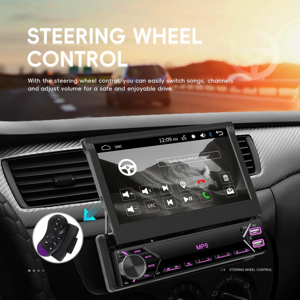 7″ Car Stereo Radio Single 1 Din Flip Out Touch Screen MP5 Player USB Bluetooth