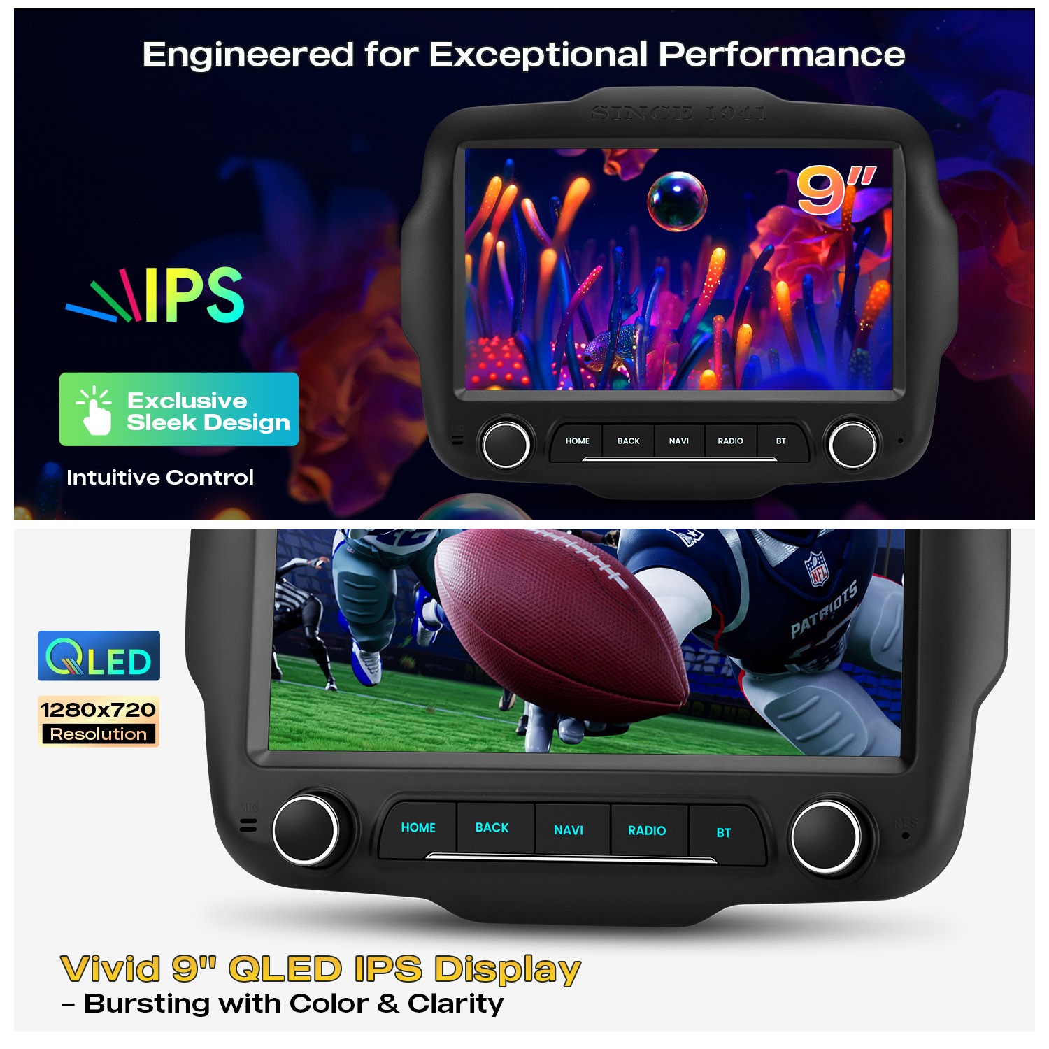 Android 14 Radio for Jeep Renegade 8-Core 8+128GB Wireless CarPlay Auto DSP 4G