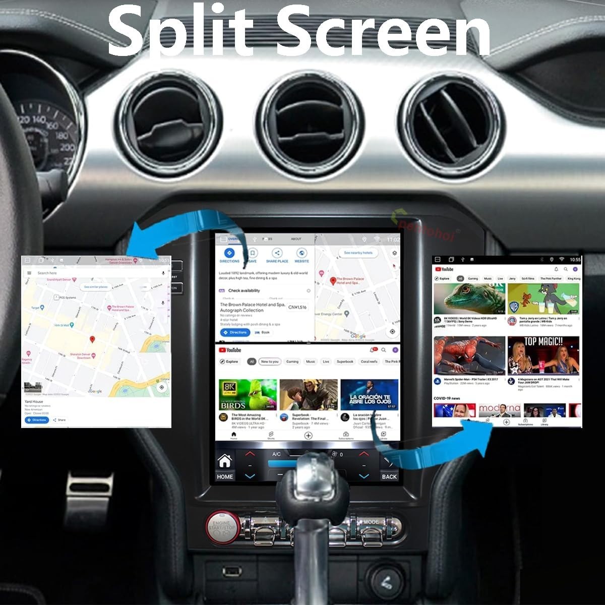 10.4″ 8Core 4+32G Tesla Style Android Auto Carplay for Ford Mustang 2015-2023