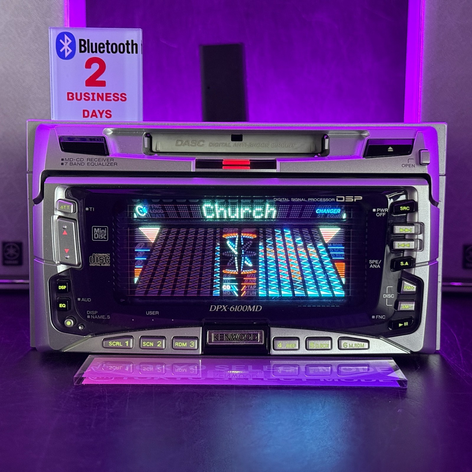 KENWOOD DPX-6100MD Car Audio 2DIN CD MD Player Added Bluetooth Tested JDM Stock