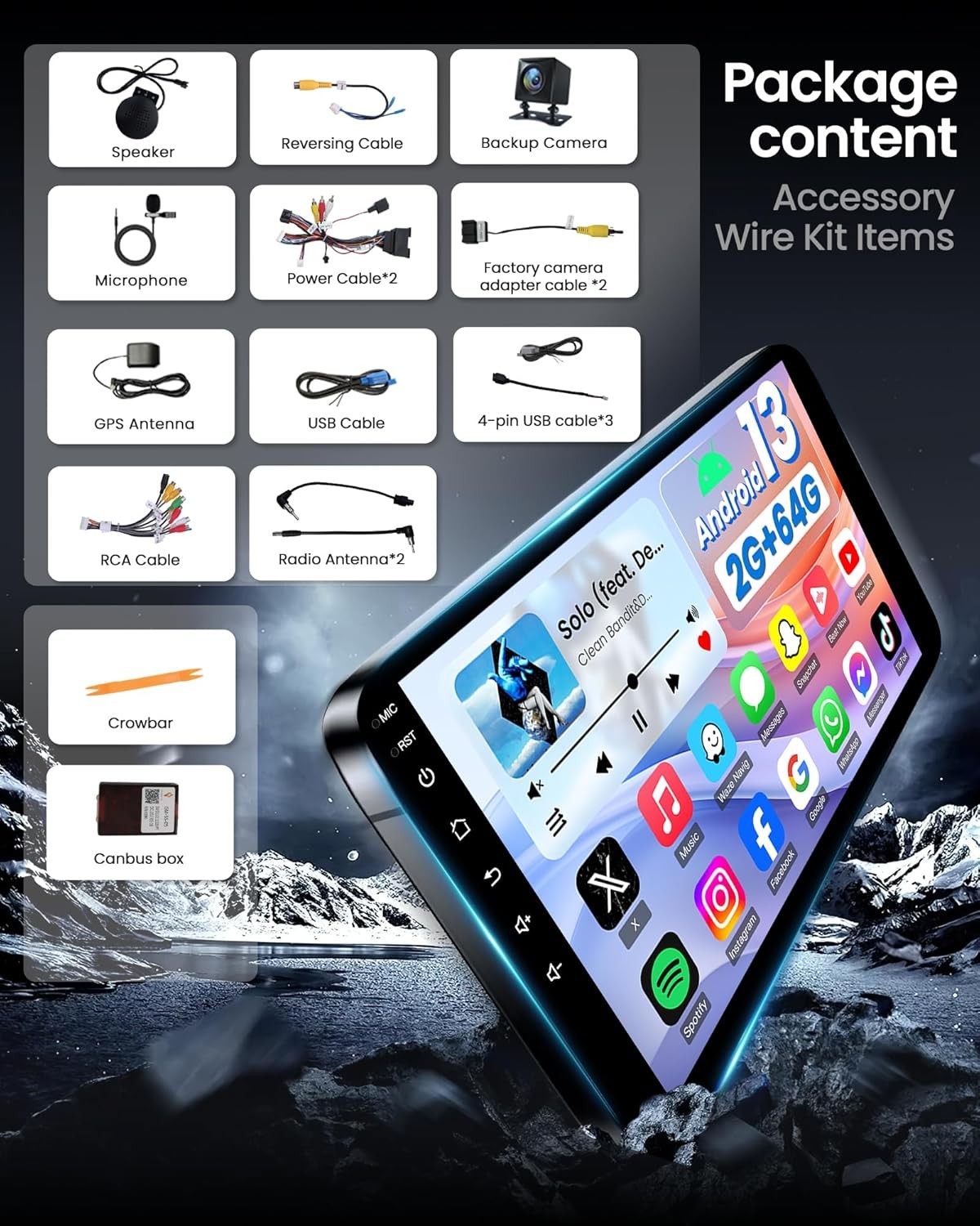 2+64G For GMC Silverado Sierra 2007-2013 Android Apple Carplay Car Stereo Radio
