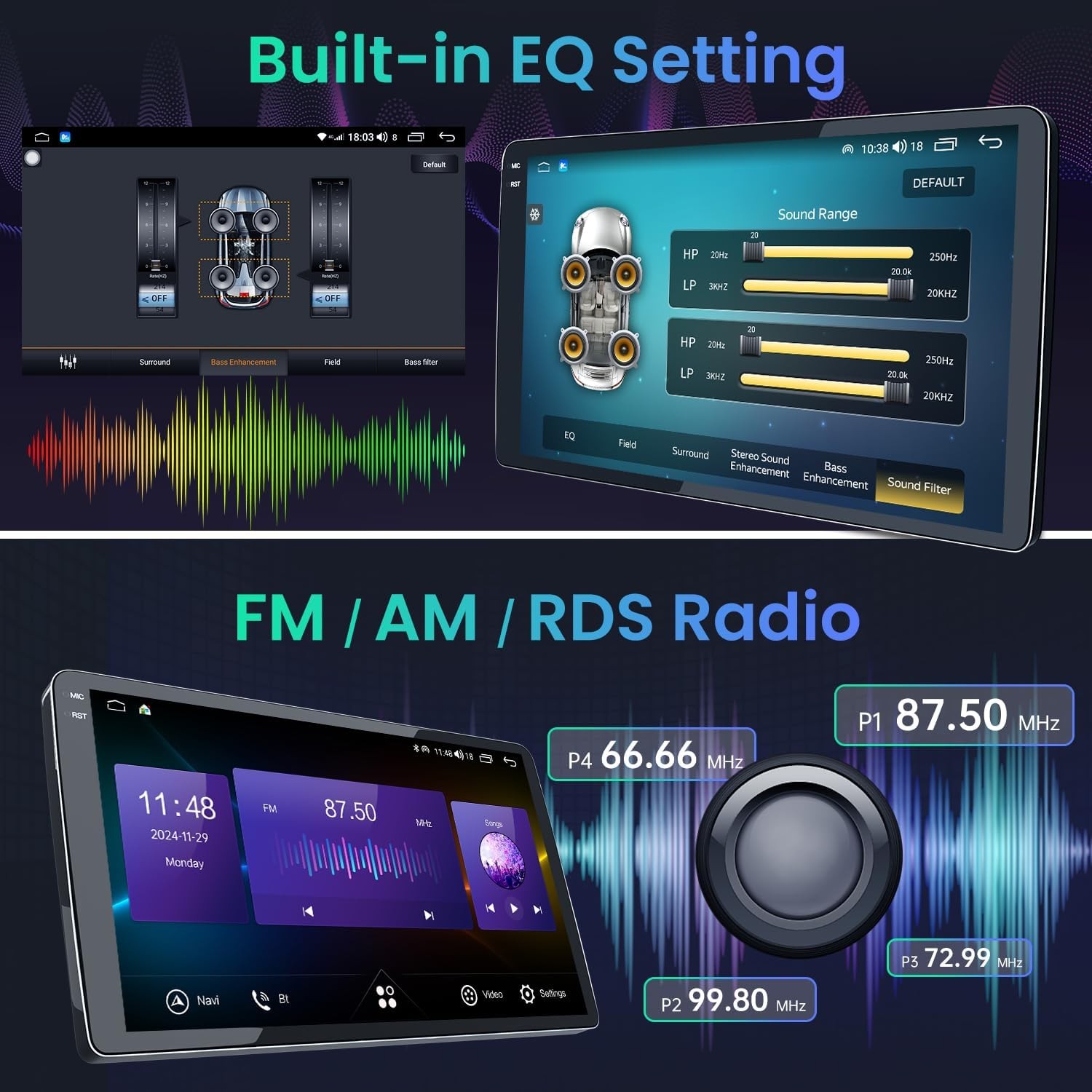 Car Radio Stereo 4G+64G Apple Carplay Android 13 For 2015-2019 Ford Transit GPS