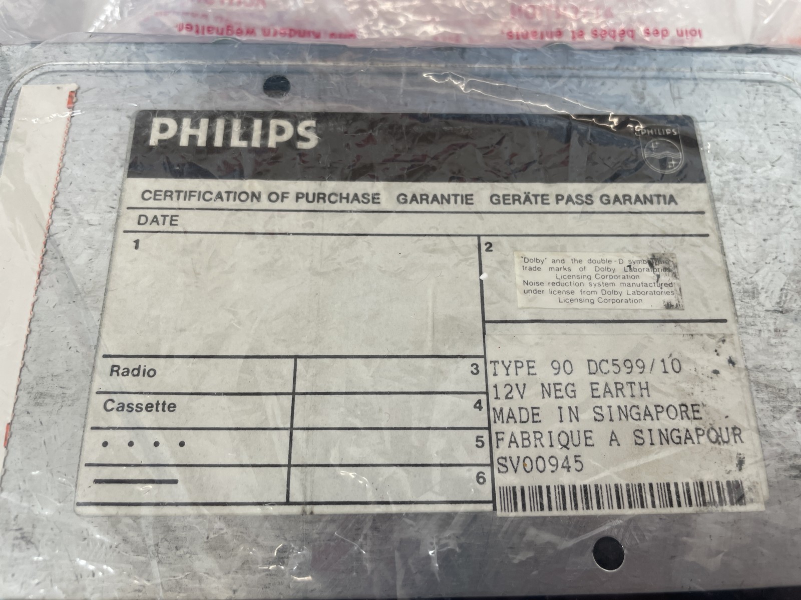 Vintage Philips DC599 Car Stereo Cassette Receiver with DP282 60W Amplifier NIB