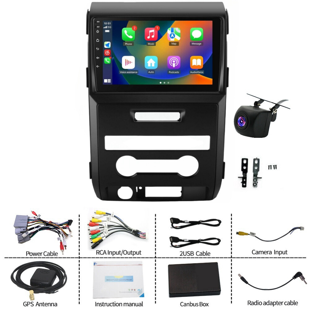 For Ford F150 2009-14 Apple Carplay 9″ Car Stereo Radio GPS Navi w/ Camera