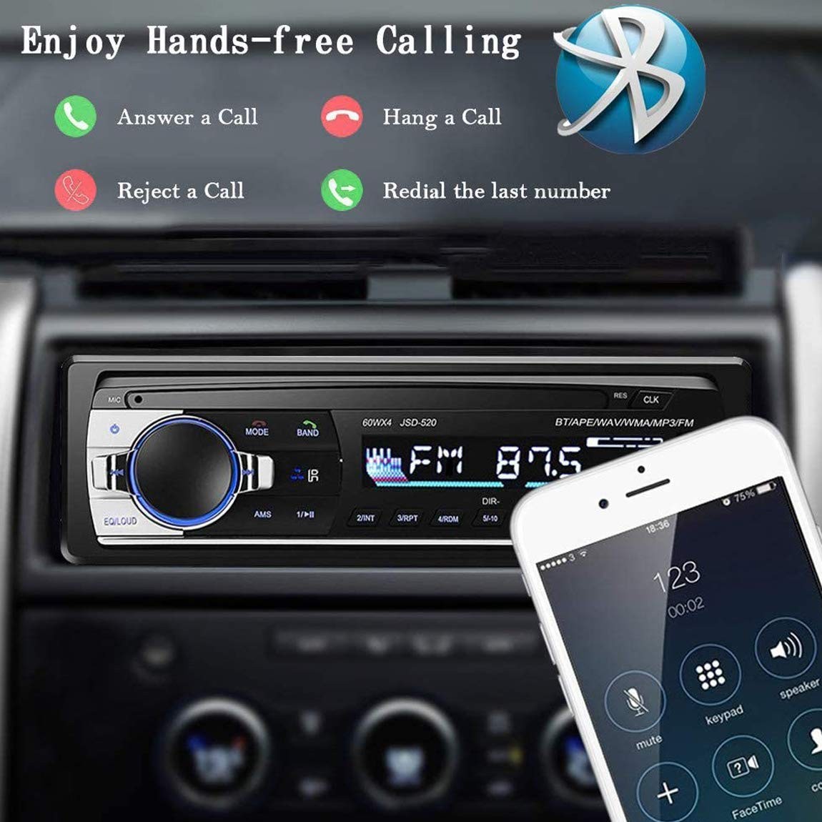 WEPARTICULAR Single Din Car Stereo Radio Receiver Bluetooth Hands-Free,…