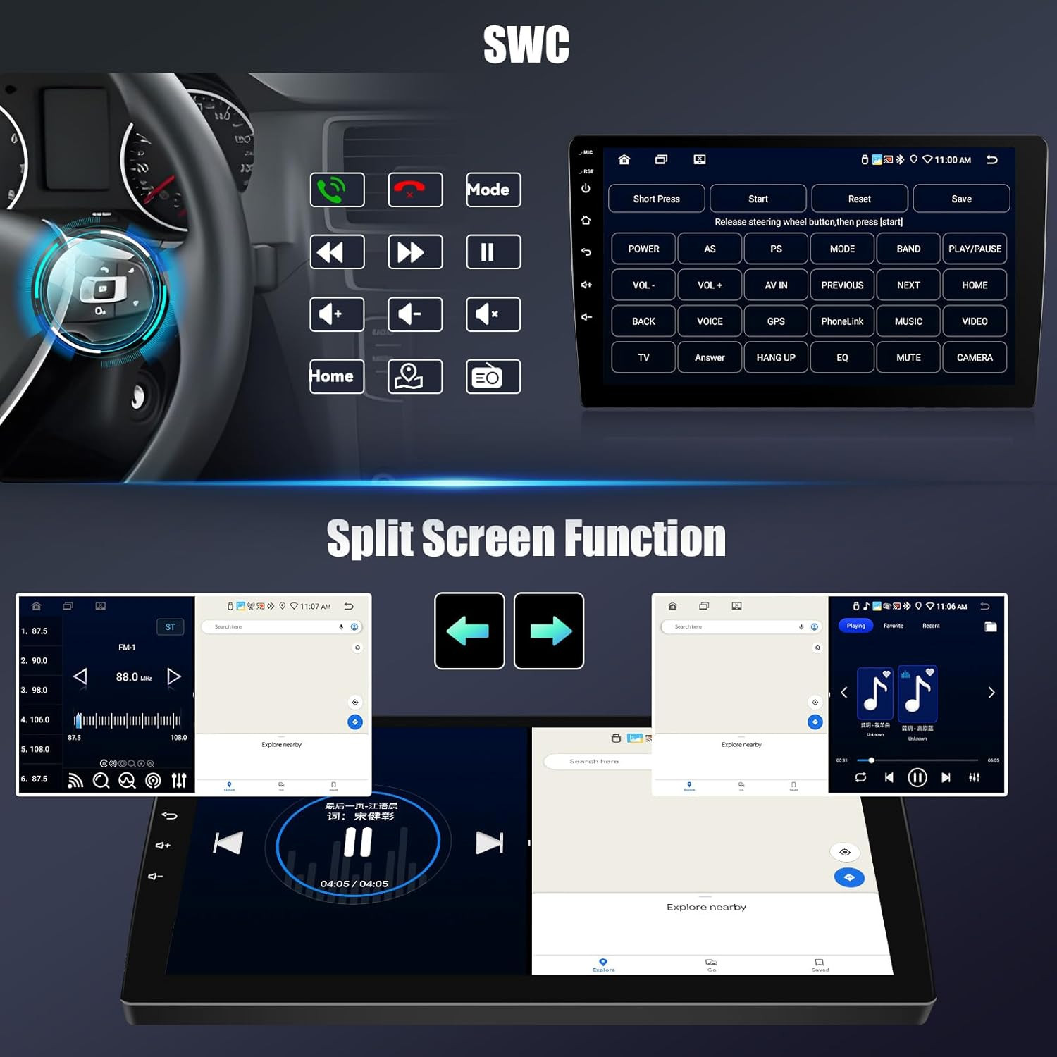 【8-Core 6G+128G】 10.1 Inch HD Car Radio Carplay Screen for Car with 5Gwifi,Doubl