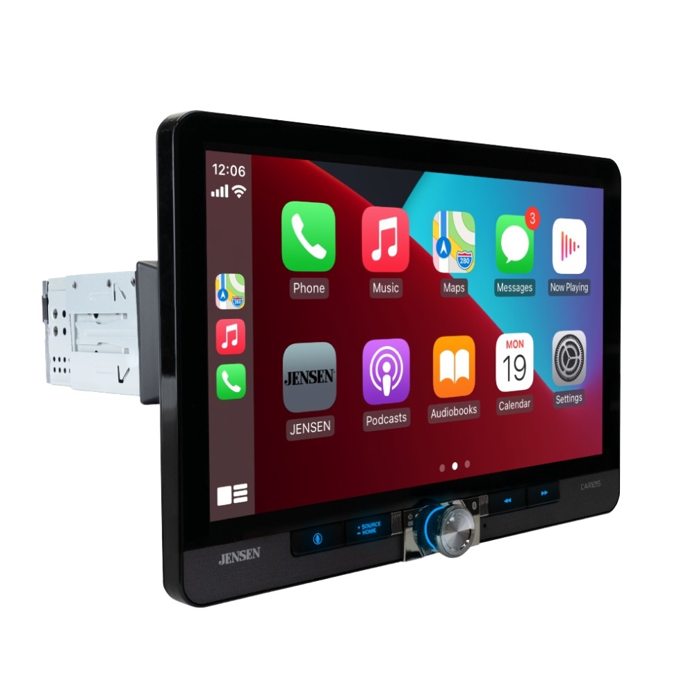 Jensen CAR1215 12″ 1-DIN/2-DIN Multimedia Receiver with CarPlay and Android Auto