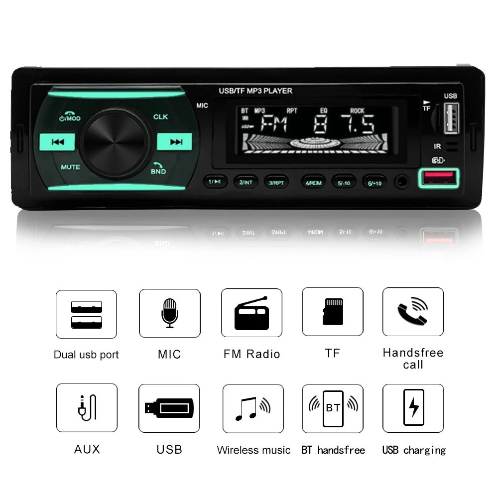 Single 1 Din Car Radio Audio Stereo MP3 Player Bluetooth USB/AUX/SD/FM