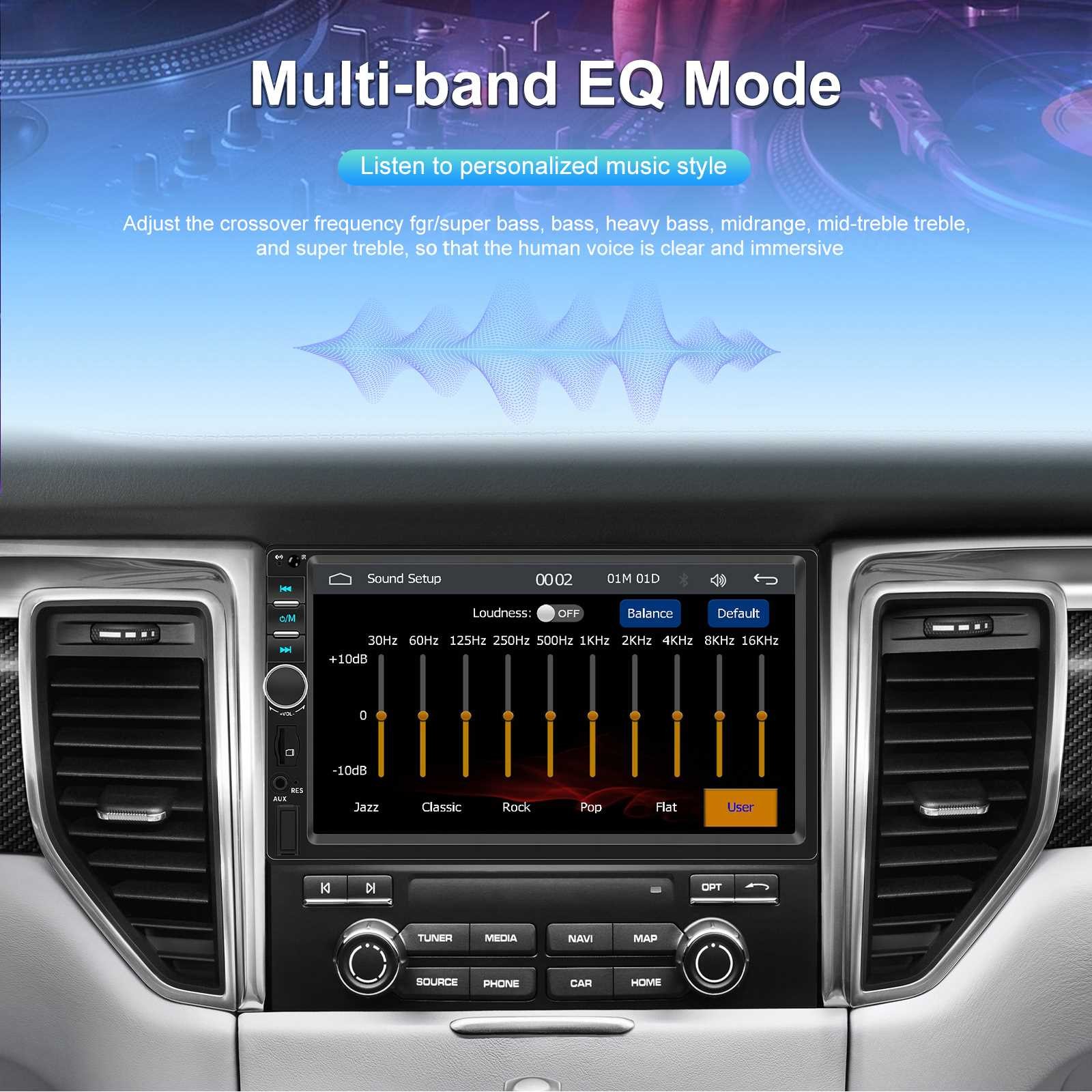 Double Din Apple Carplay Android Auto 7″ Car Stereo Radio Bluetooth Touch Screen