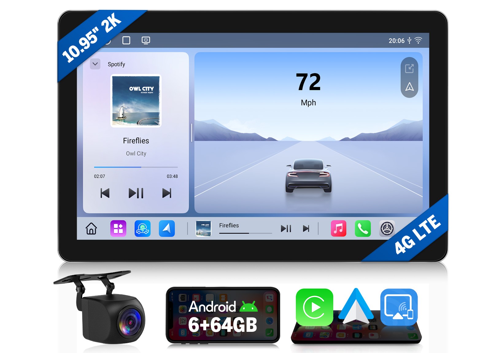 Eonon SD1X6S2 10.95″ 2K 6+64G Android 1DIN Car Stereo Radio Wireless CarPlay GPS