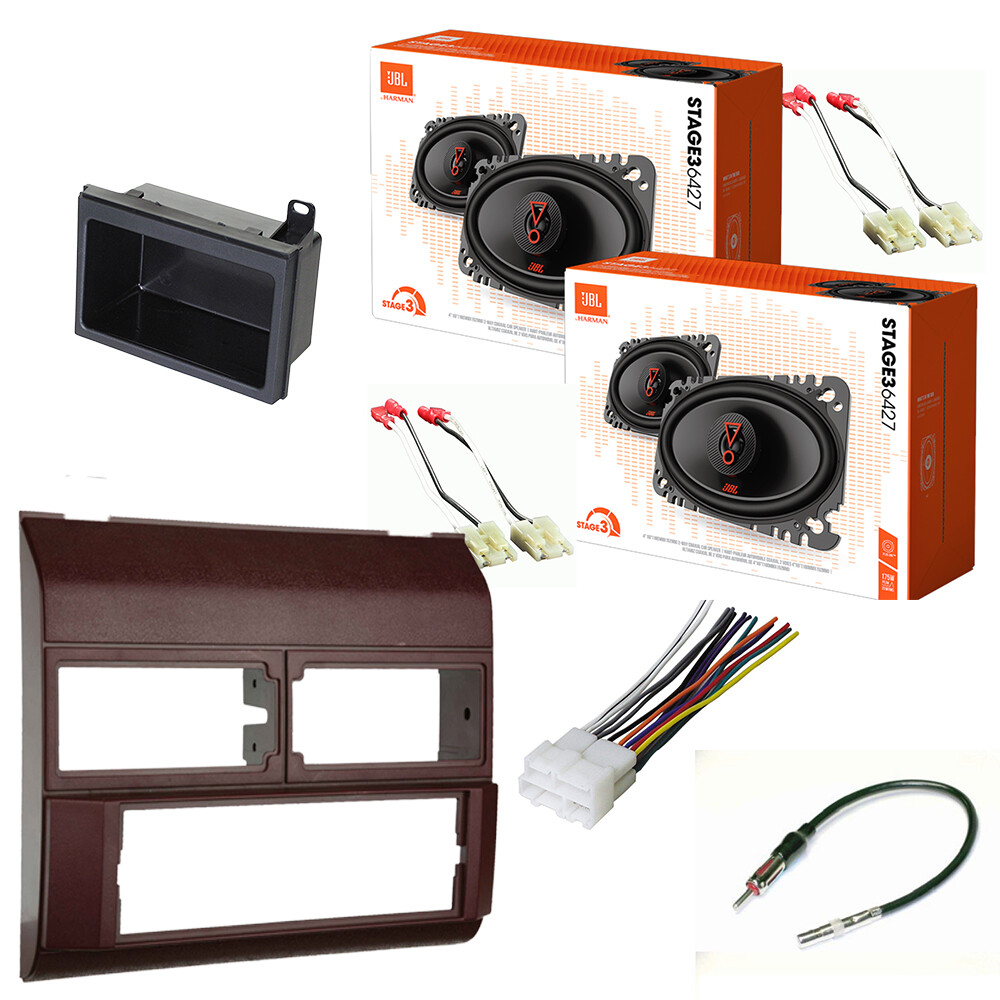 JBL 4×6″ Speakers + Double DIN Radio Install kit For 1988-94 C/K 1500 (BURGUNDY)