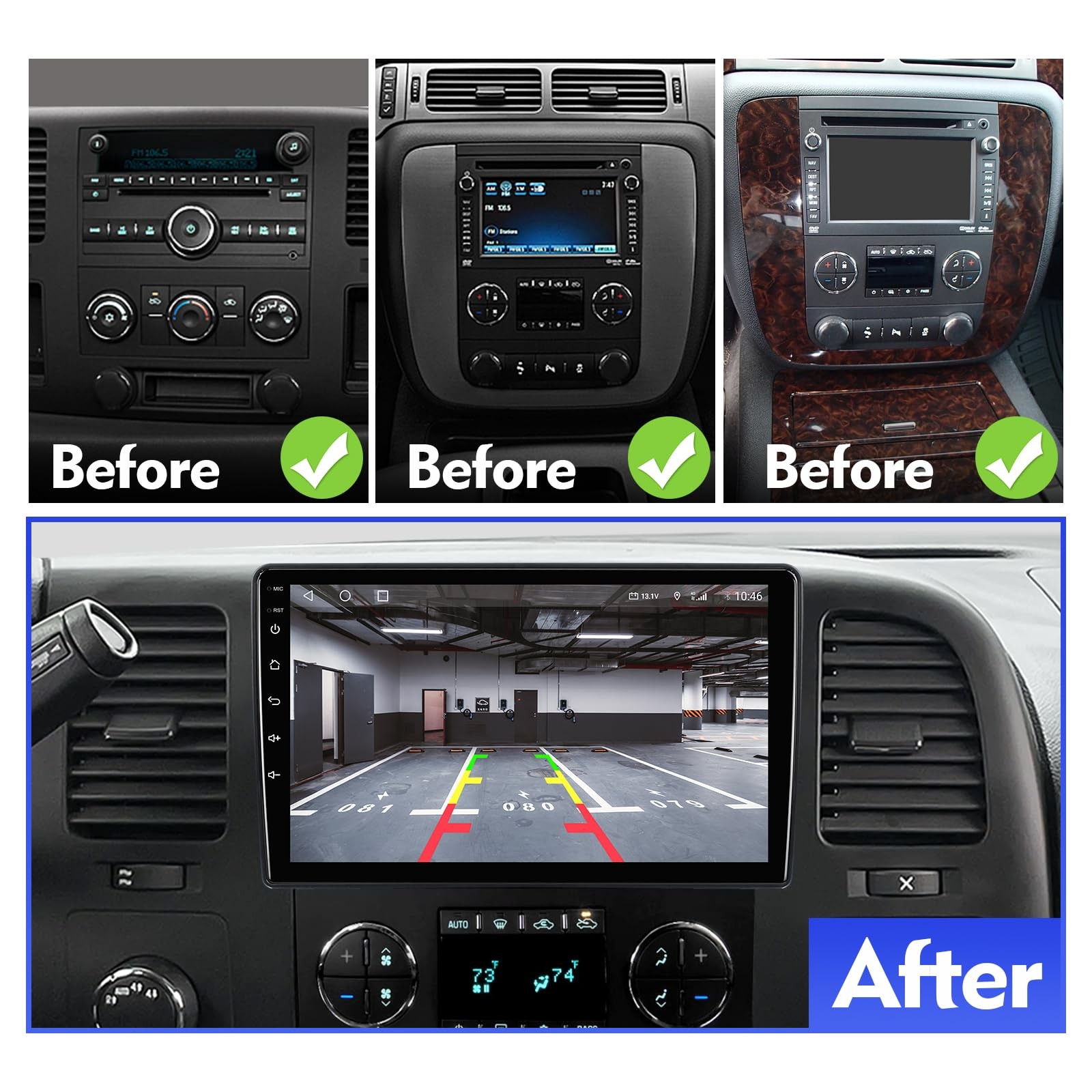 232G Aumume 10.1 Inches 10 Double Din Car Stereo For Chevrolet/Gmc/Buick Ips