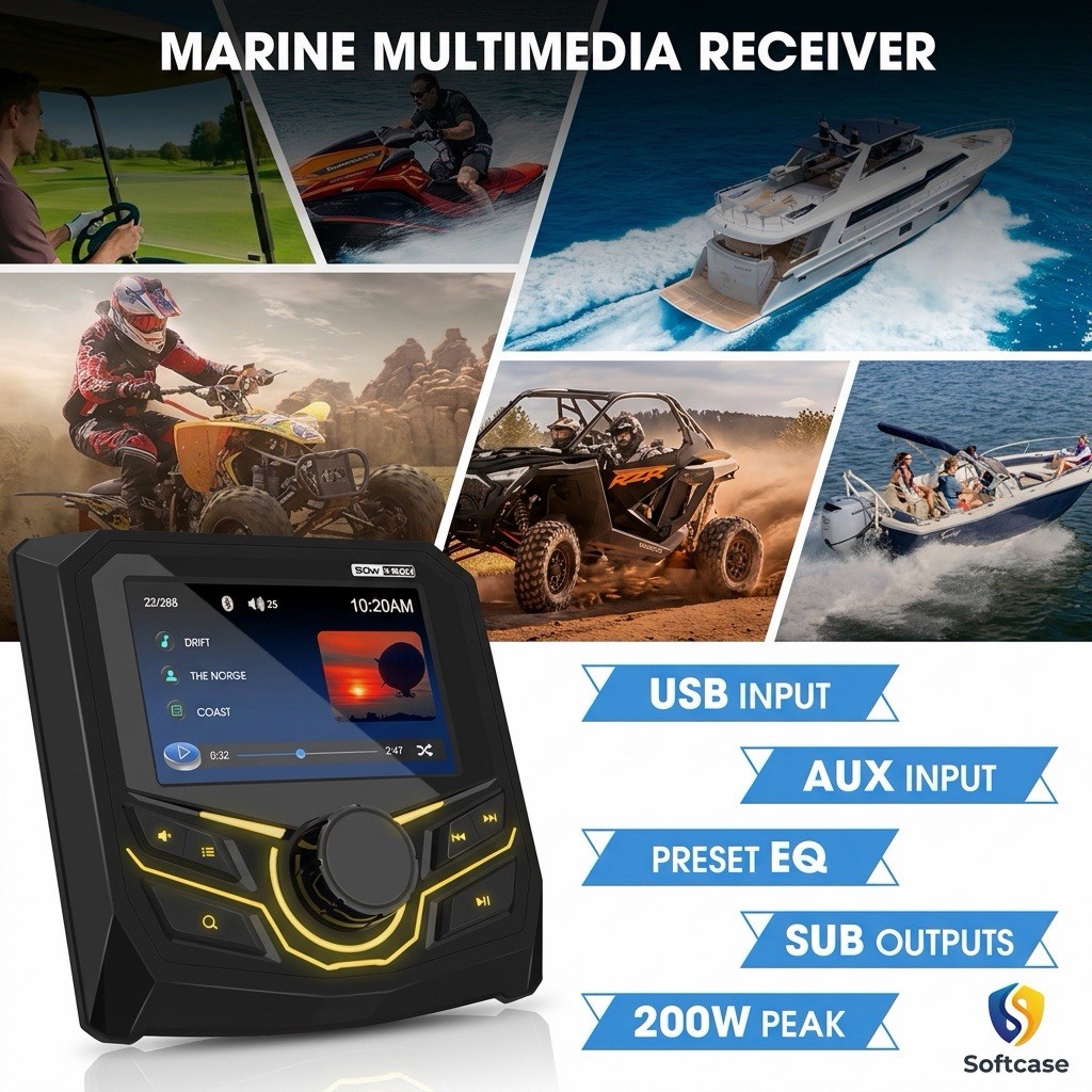 4.1in Waterproof Marine Stereo – Audio MP4/MP5 Video Player, Radio, Bluetooth