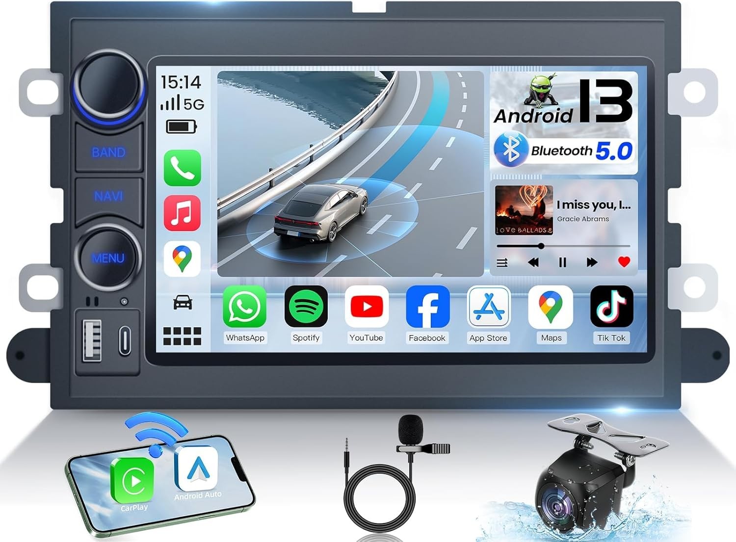 8Core 32G 7″ Car Radio Stereo WiFi GPS FM AM Mirror Link for Ford F150 2004-2008