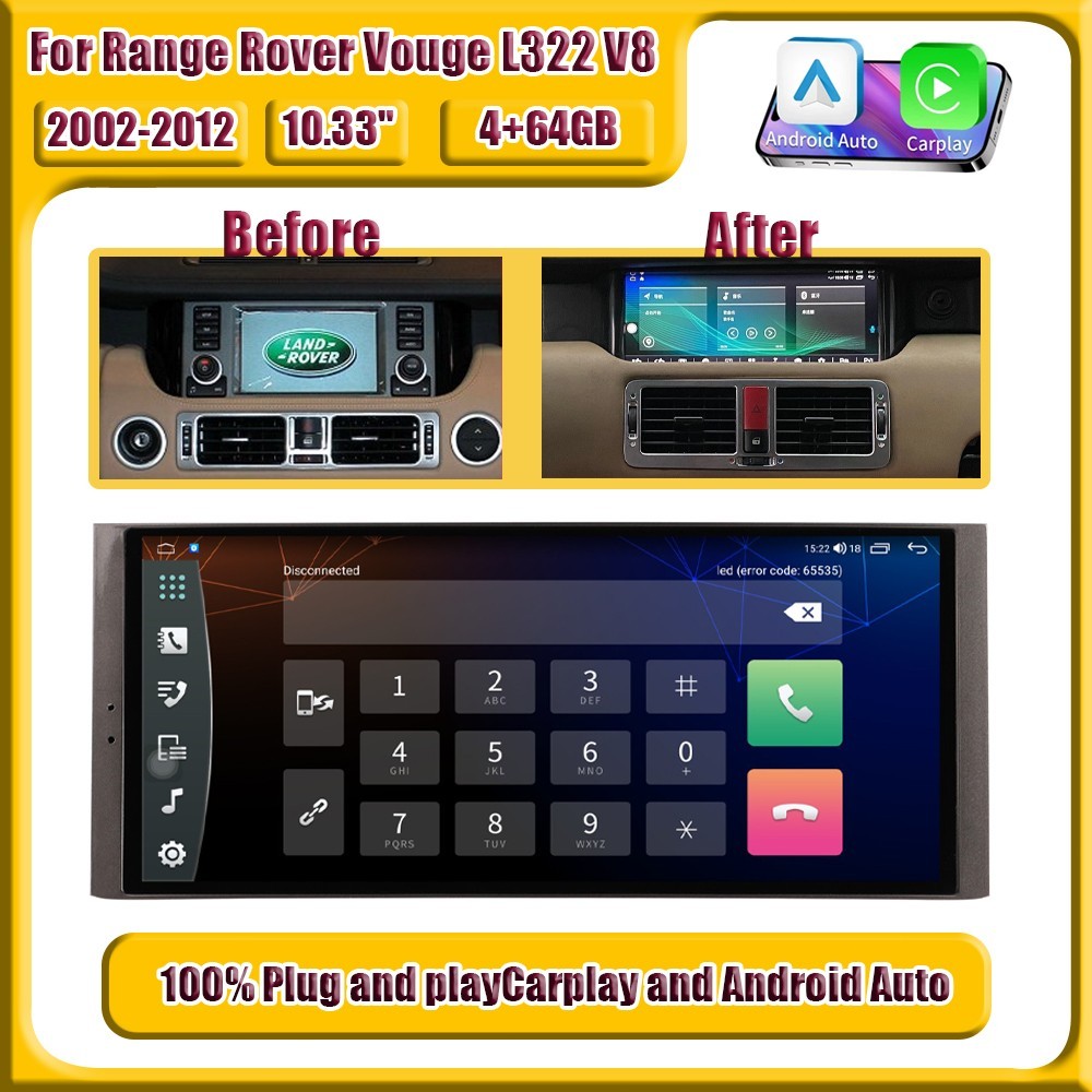 For Range Rover Vouge L322 V8 10.3″ 64GB Auto Android Carplay Navi GPS Car Radio