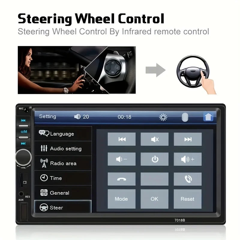 7″ Double 2 Din Car MP5 Player Bluetooth Touch Screen Stereo Radio Audio Mrrior;