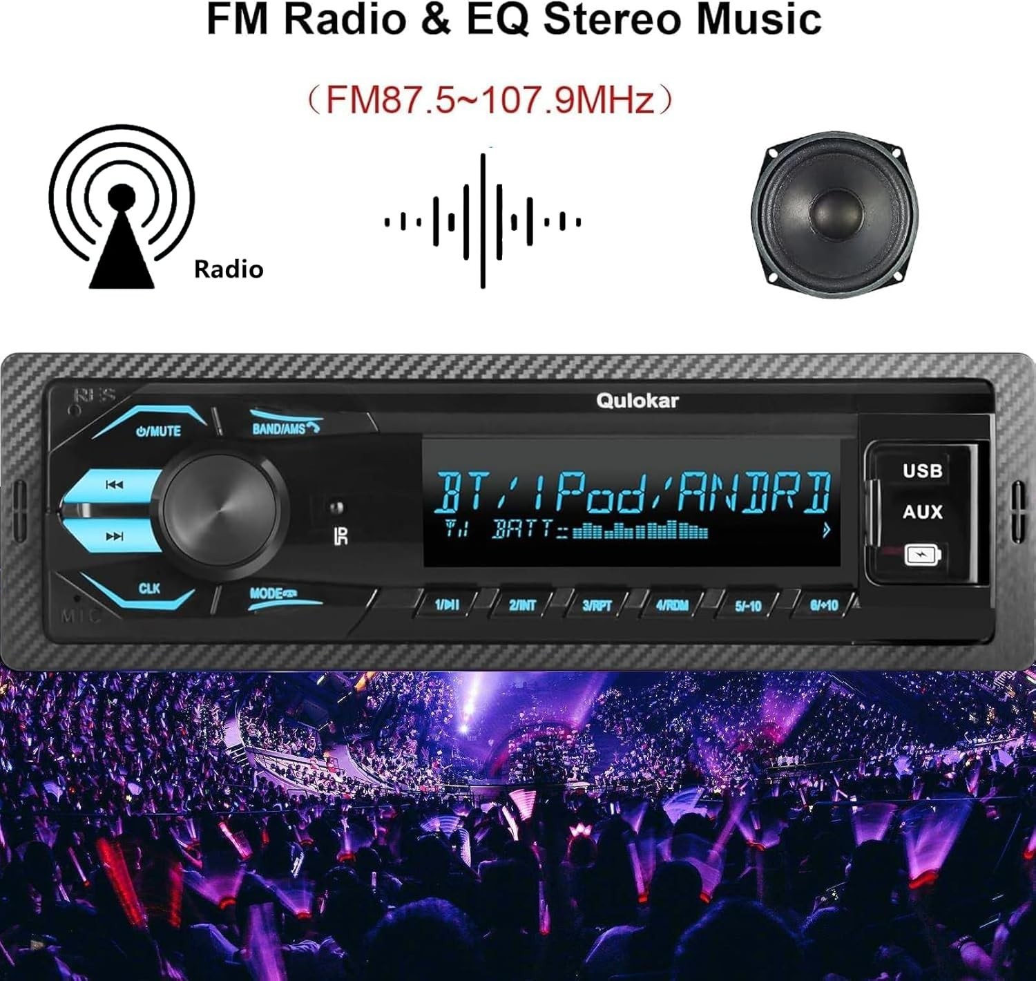 Ultimate Single DIN Car Stereo with Hands-Free Calling & Vibrant 7-Color Display