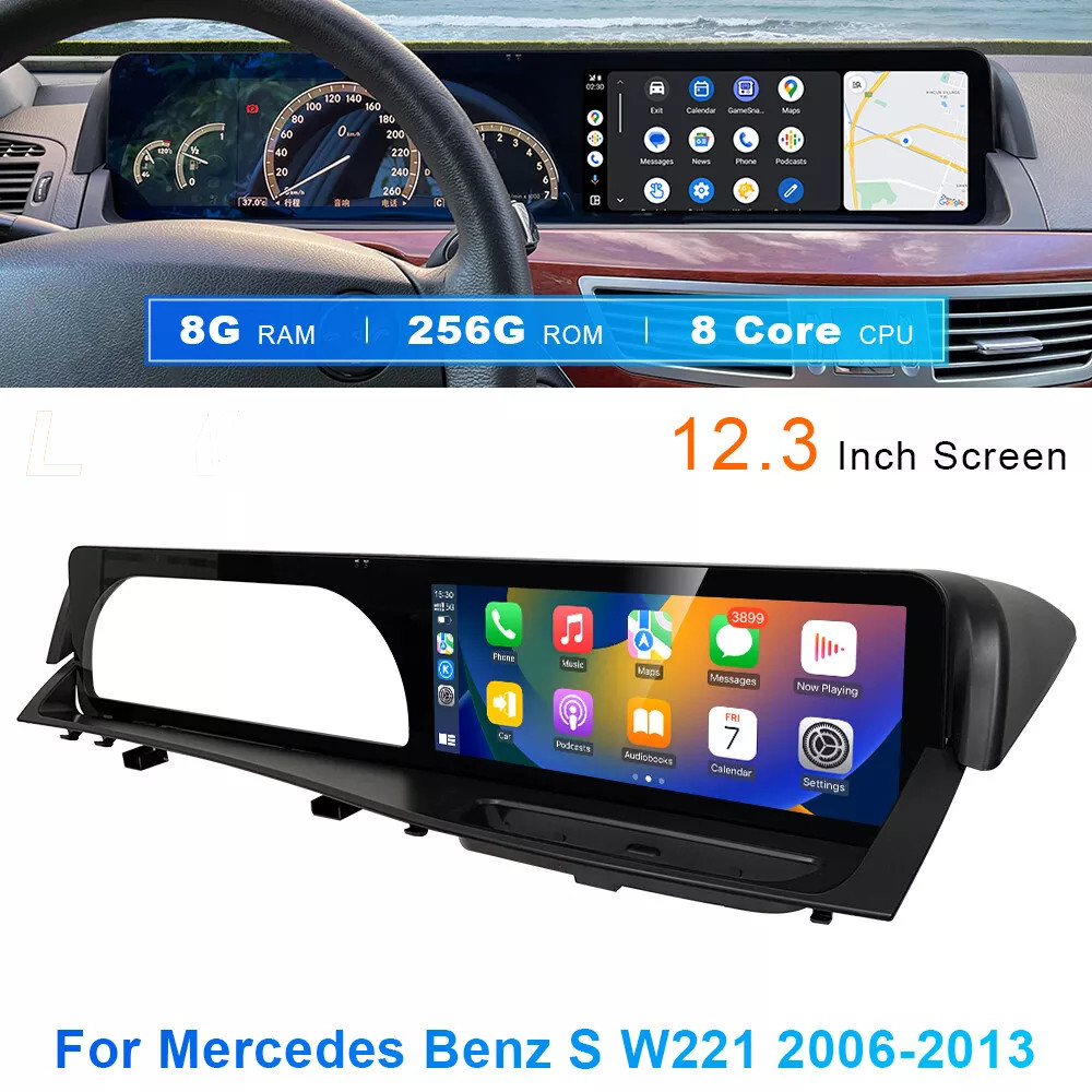 12.3″ Android Car Radio Stereo Carplay Multimedia For Benz S Class W221 2005-13