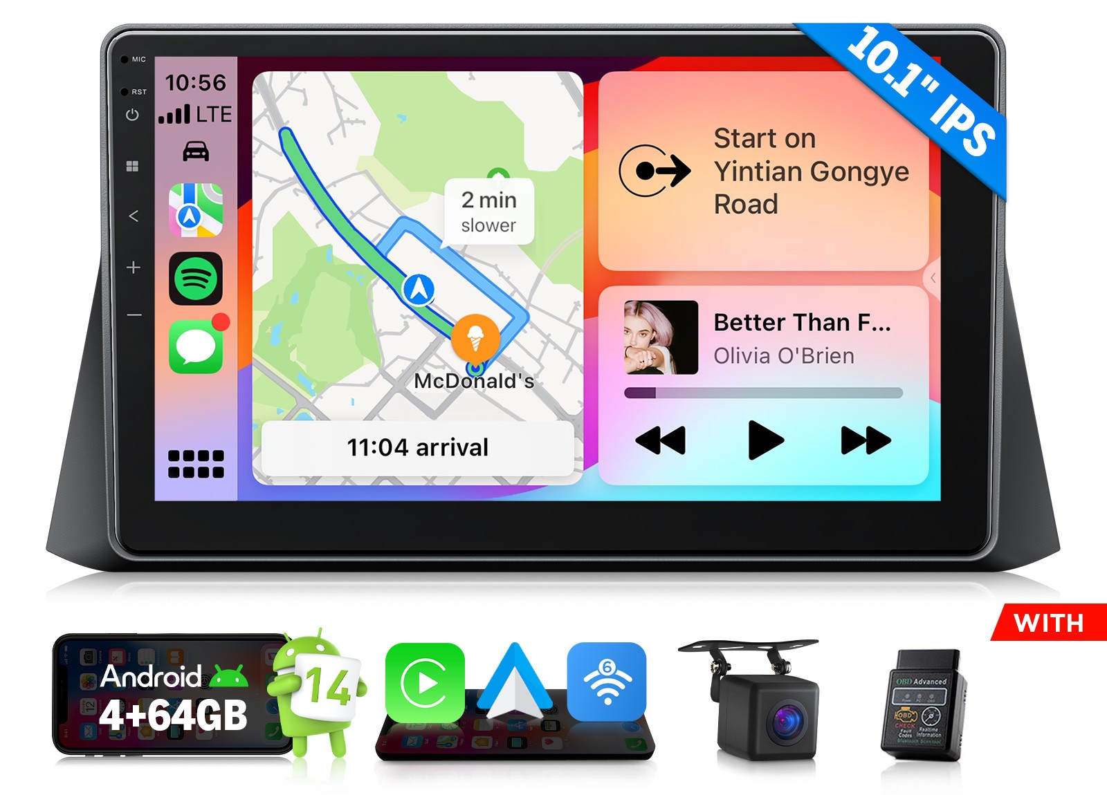 CAM+OBD+for Honda Accord 8th Gen 08-12 10.1″ Android 14 CarPlay Car Stereo Radio