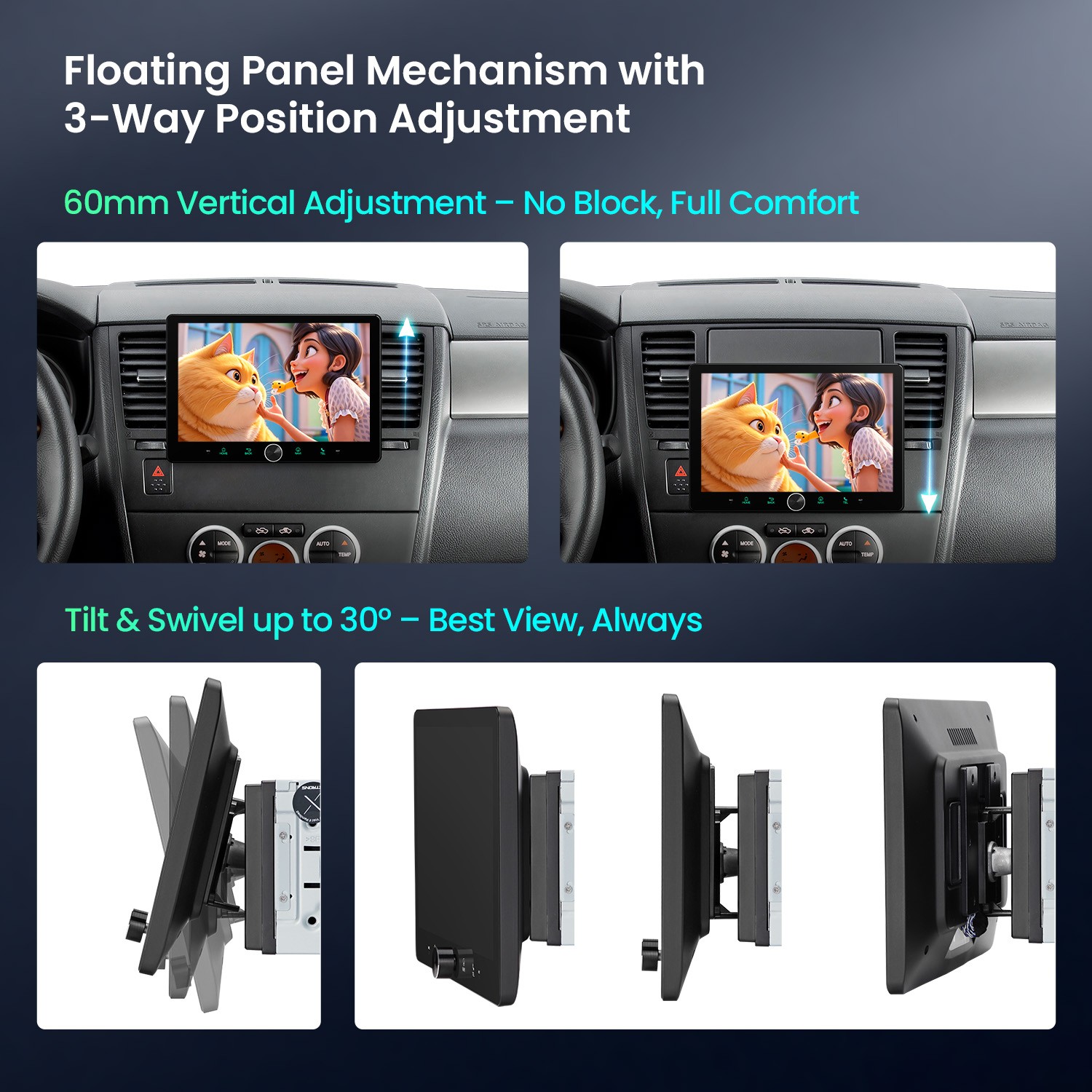 10.1″ QLED 2 DIN AI NPU Android 14 Car Radio Stereo 4+64G CarPlay ADAS Dash CAM