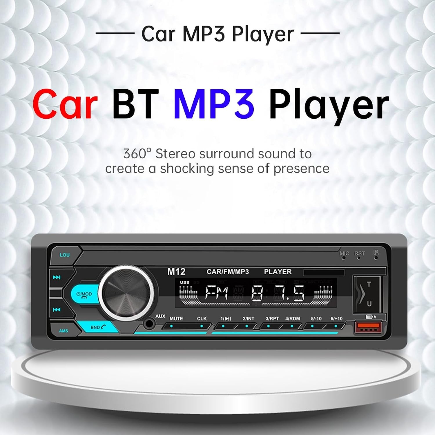 Stylish 12V Bluetooth LCD Car Stereo MP3 Player with Dual USB Charging
