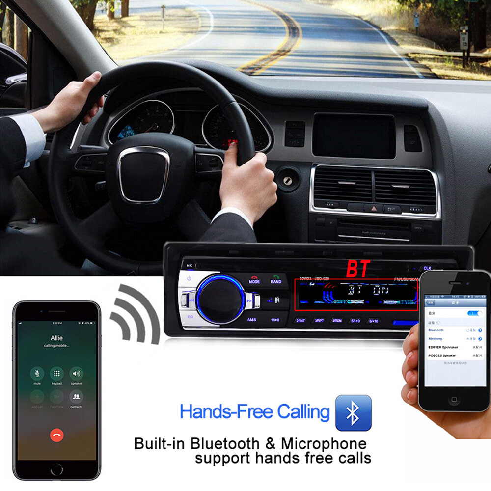 Single 1 Din Car Radio MP3 Player Bluetooth Stereo 12V Head Unit SD/USB/AUX/FM