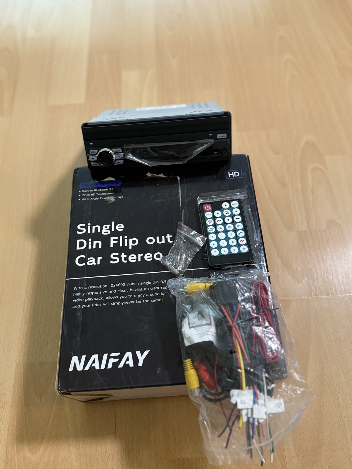 Naifay Single Din Car Stereo with Dash Cam & Backup Camera, 7INCH
