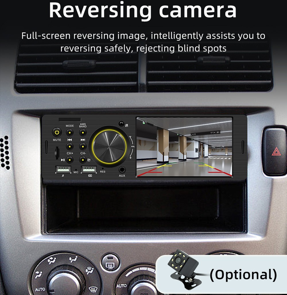 1DIN 4″ Car MP5 Player Wireless CarPlay Android Auto Steering Wheel Control AUX