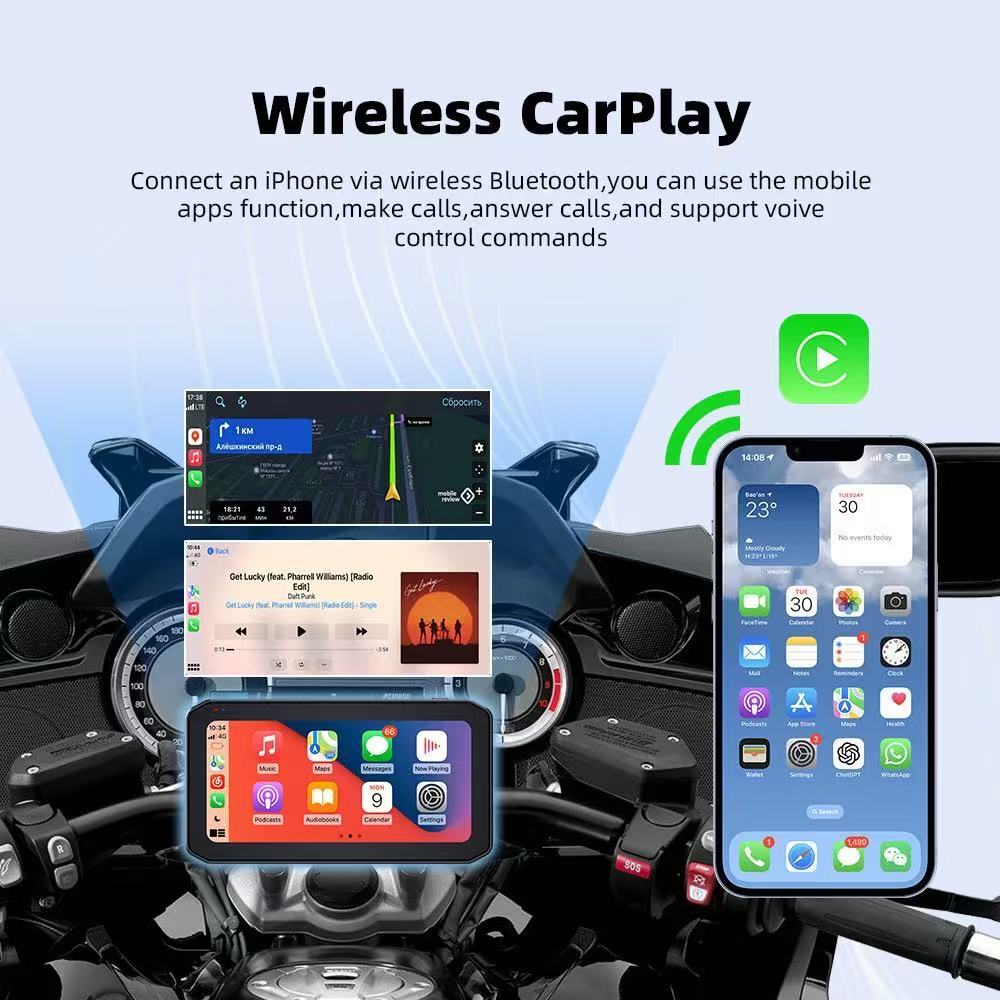 WHIXO Android Wireless Carplay Auto Moto Stereo with HD Display IPS Touchscreen