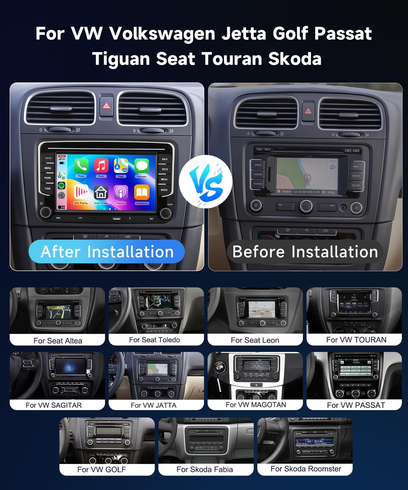4G+64G Car Stereo for VW Passat Jetta MK5 MK6 Tiguan Golf Polo Seat Wireless …