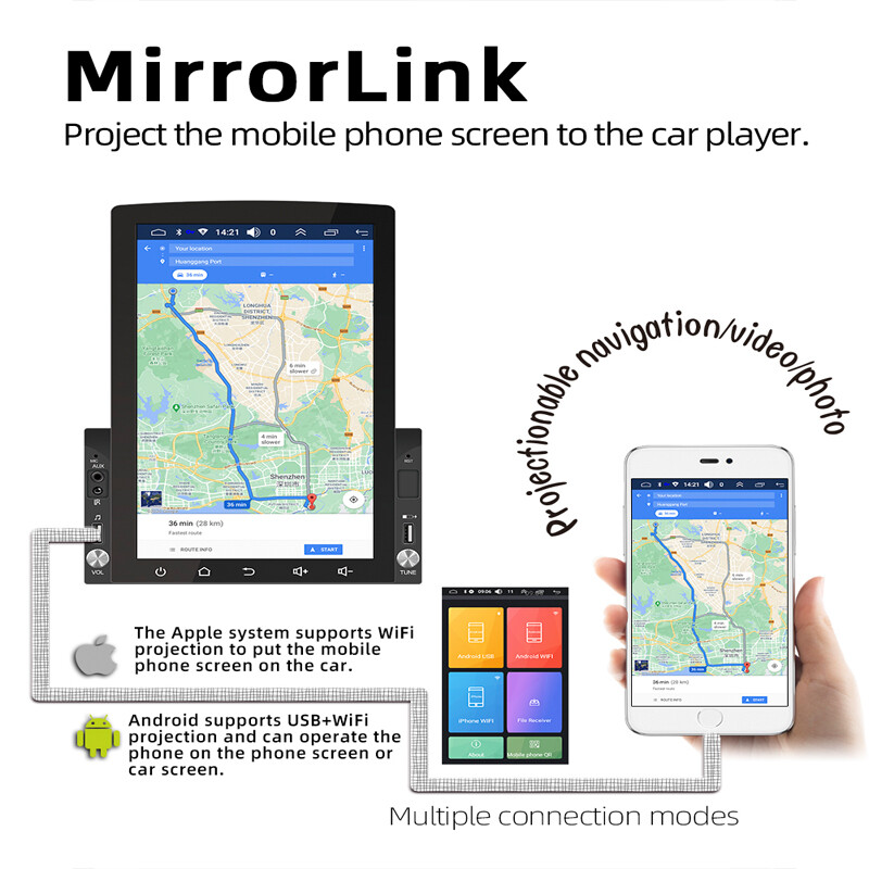 Android 10.1 HD Vertical Screen Car Radio WIFI GPS Navi Stereo Head Unit 10.1”