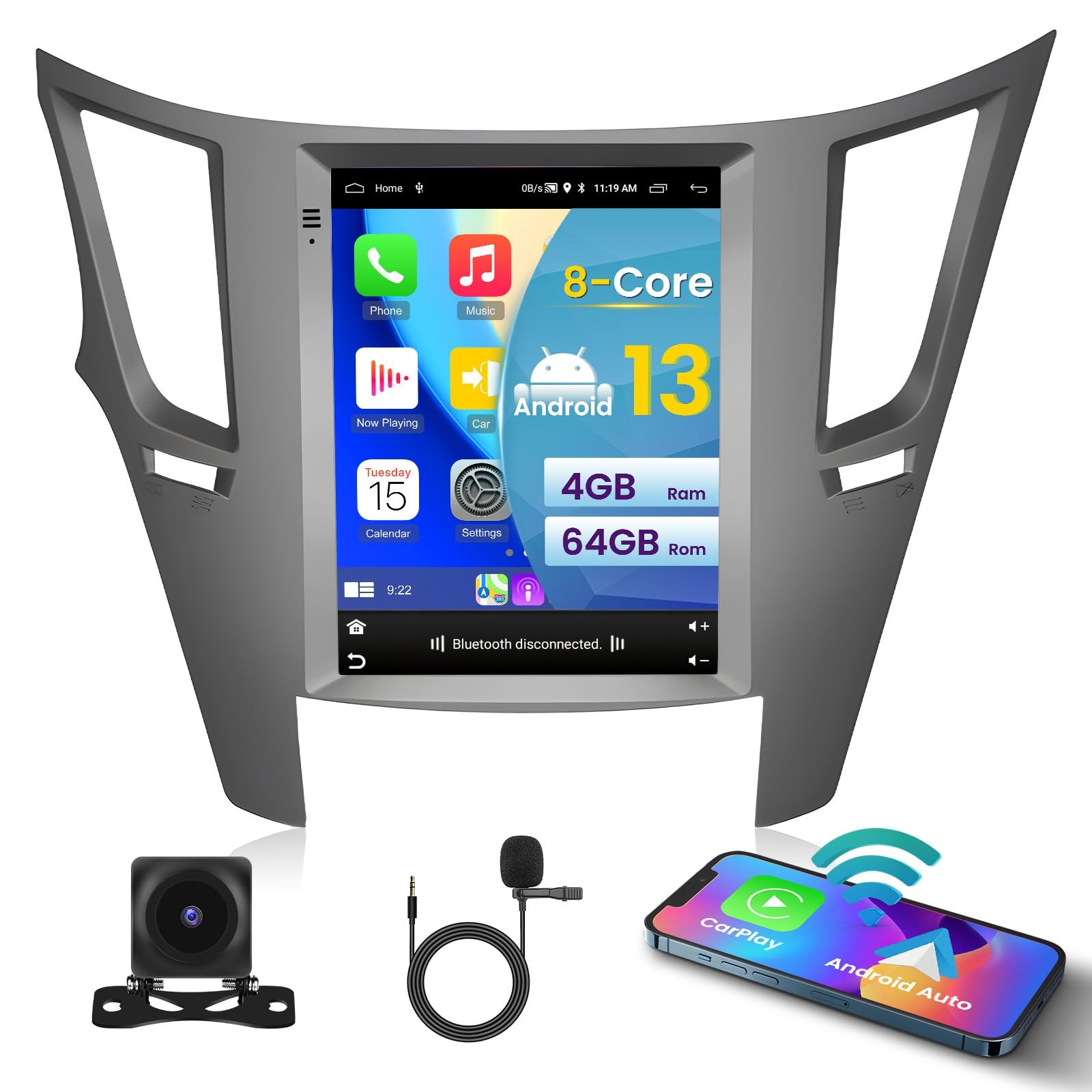5Ghz WiFi 8Core 4G+64G Android 15 Car Radio for Subaru Legacy Outback 2010-20…