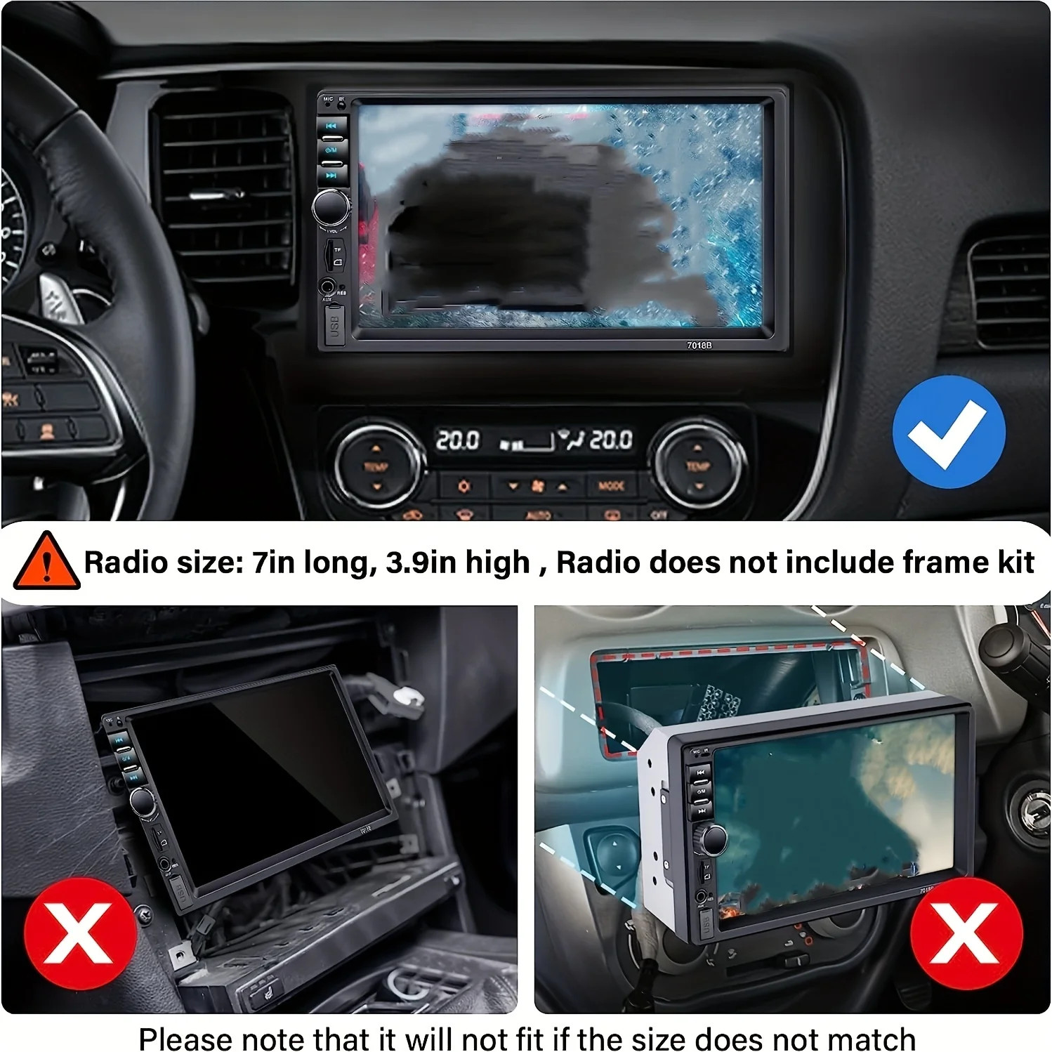7″ Car Stereo Radio 2 DIN Carplay MP5 Player Bluetooth USB Touch Screen +CAM