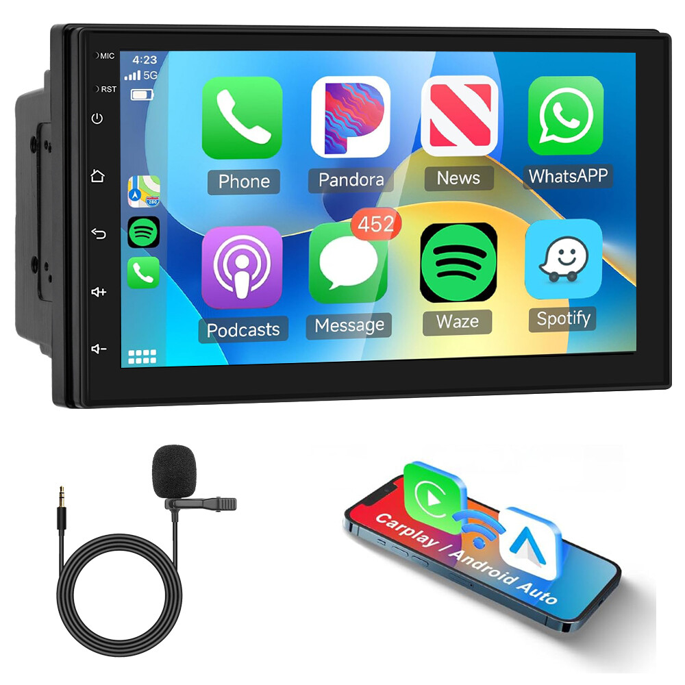 Double 2Din Car Stereo Wireless Apple CarPlay 7″ touchscreen Bluetooth Radio USB