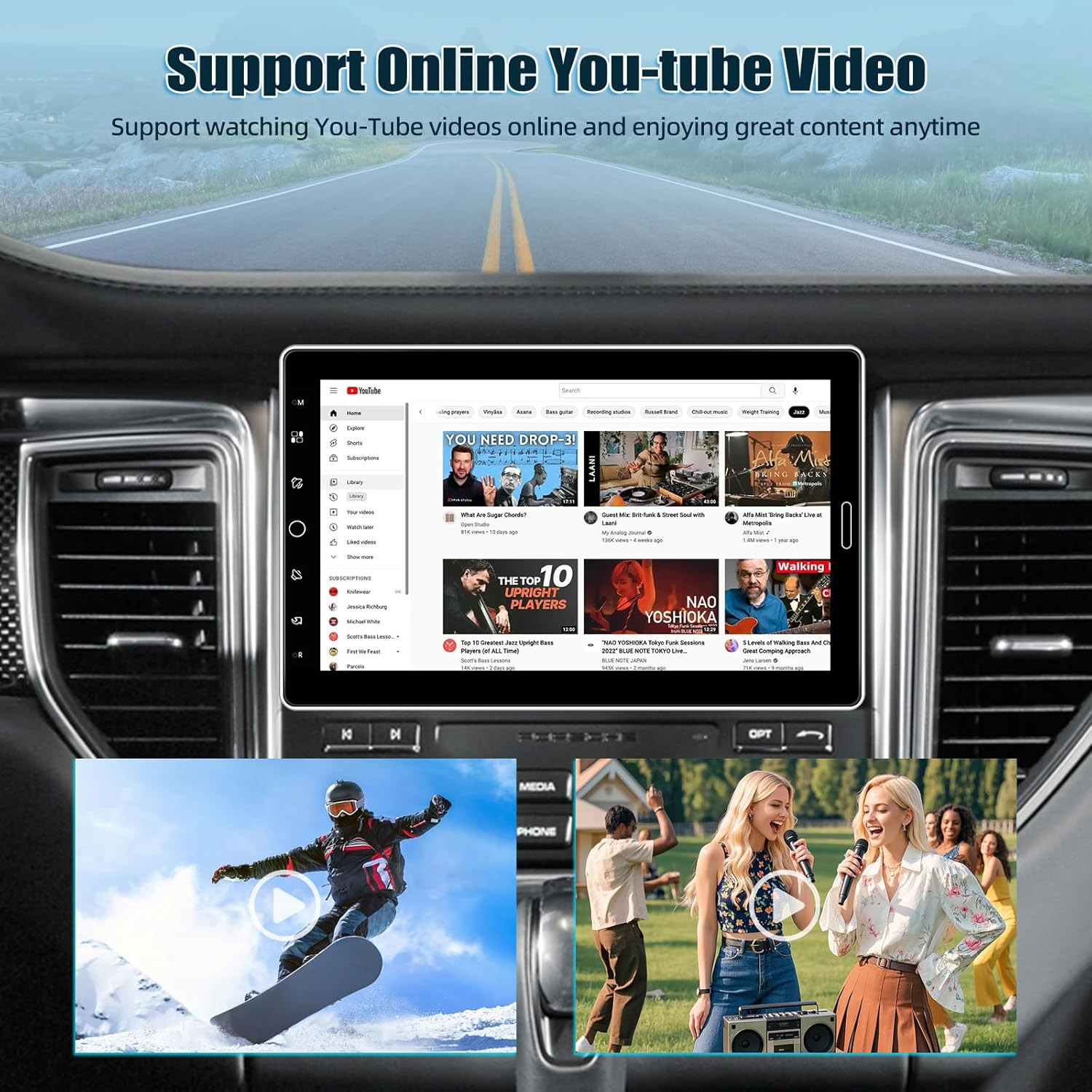 10.1 Inch Single Din Car Stereo with Wireless Carplay 10 Inch Touchscreen Radio