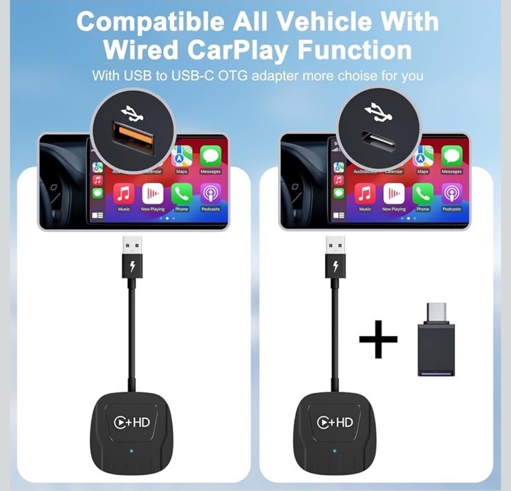 Wireless CarPlay Adapter for Apple,Plug and Play CarPlay Wireless