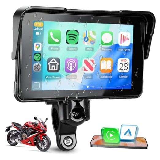 5-Inch Motorcycle CarPlay Screen Wireless Android Auto for Moto with GPS