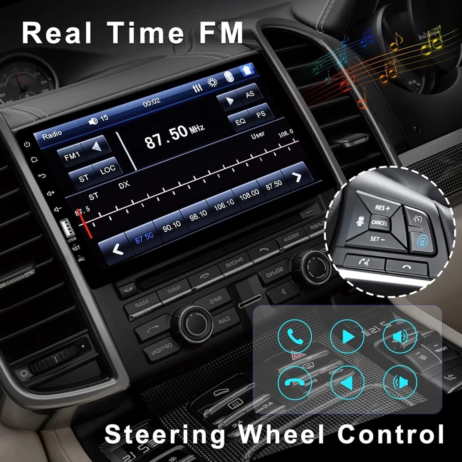 Touchscreen FM Radio MP5 USB w/ Camera Mic